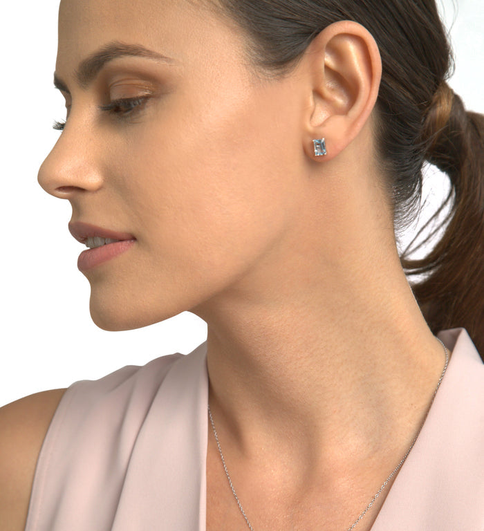 Emerald-Cut Gemstone Earrings