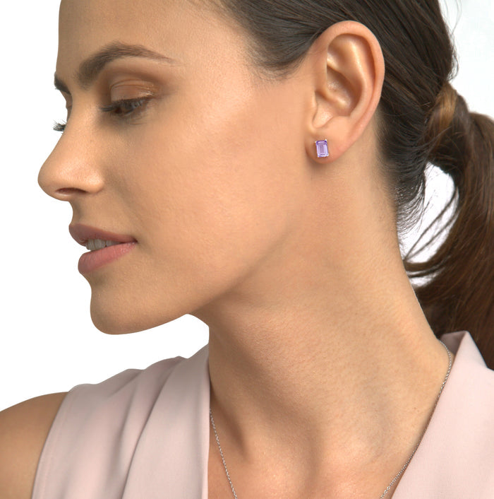 Emerald-Cut Gemstone Earrings