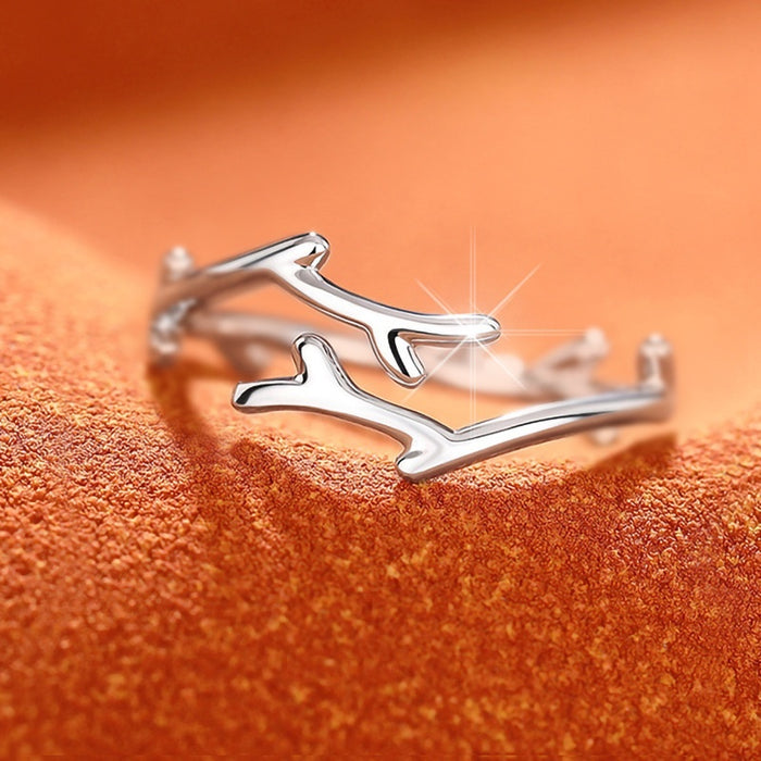Ethereal Willow Twig Open Ring | Minimalist Forest Aesthetic Jewelry
