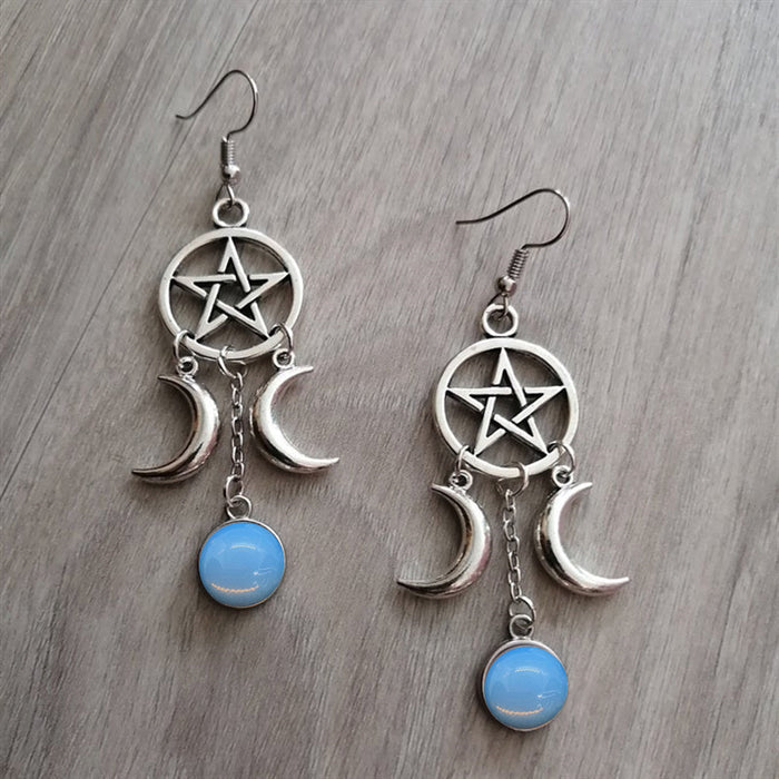 Five-pointed Star Purple Stone Earrings Natural Stone