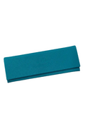 Teal sunglass case on a white background