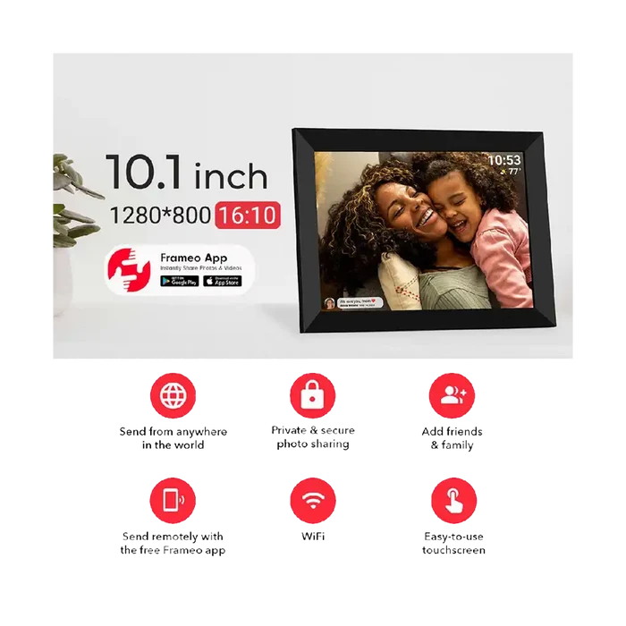Frameo 10.1” WiFi Digital Photo Frame Black