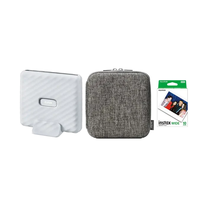 Fujifilm Instax Link Wide Smartphone Printer with 1 Film and Case (Ash White)