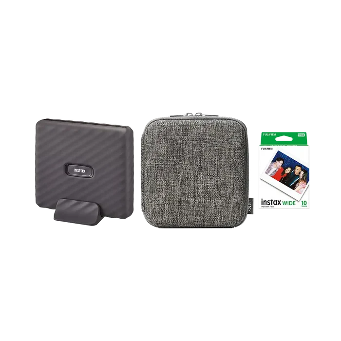 Fujifilm Instax Link Wide Smartphone Printer with 1 Film and Case (Mocha Gray)