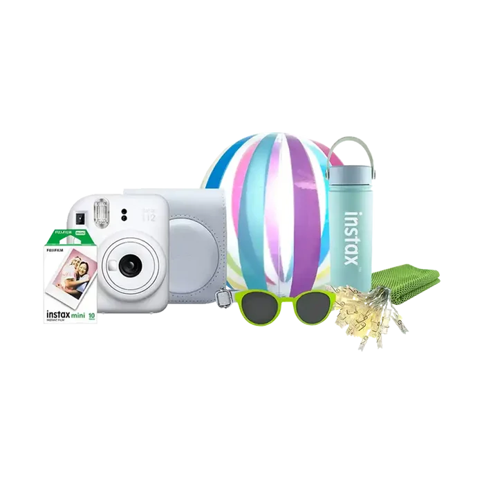 Fujifilm Instax Mini 12 Instant Film Camera (Clay White) Festive Bundle