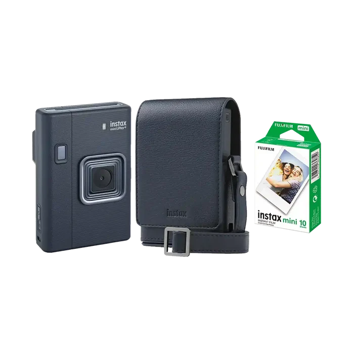 Fujifilm Instax Mini LiPlay+ Hybrid Instant Camera Combo with 1 Film and Case (Midnight Blue)