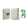 Fujifilm Instax Mini LiPlay+ Hybrid Instant Camera Combo with 1 Film and Case (Sand Beige)