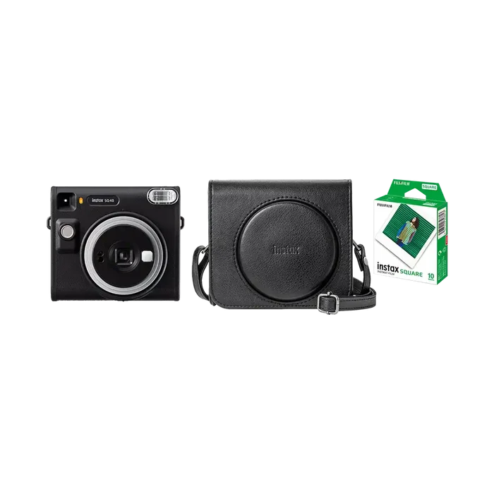 Fujifilm Instax Square SQ40 Instant Film Camera with 1 Film and Case (Black)