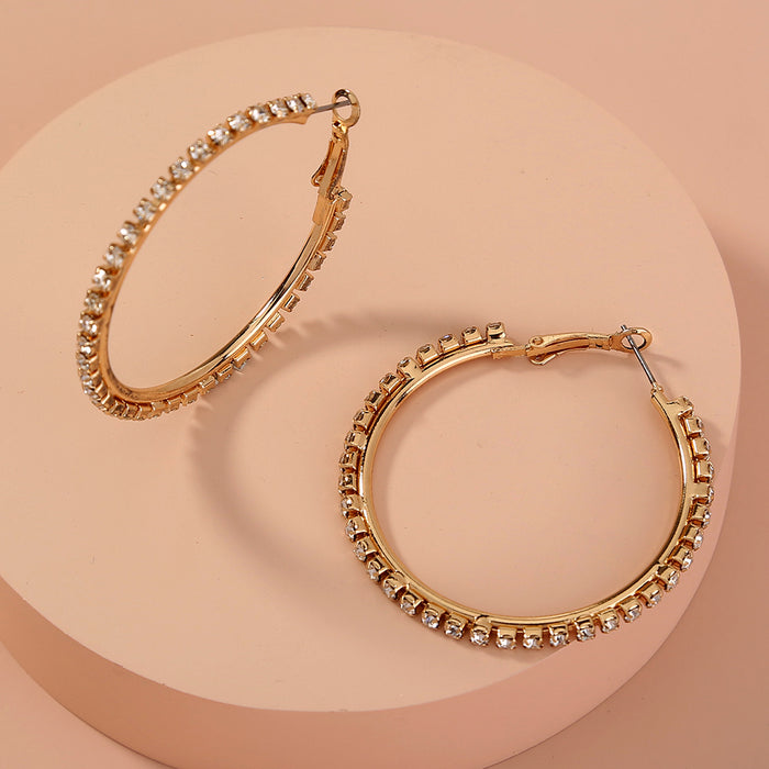 Funky rhinestone hoops earrings