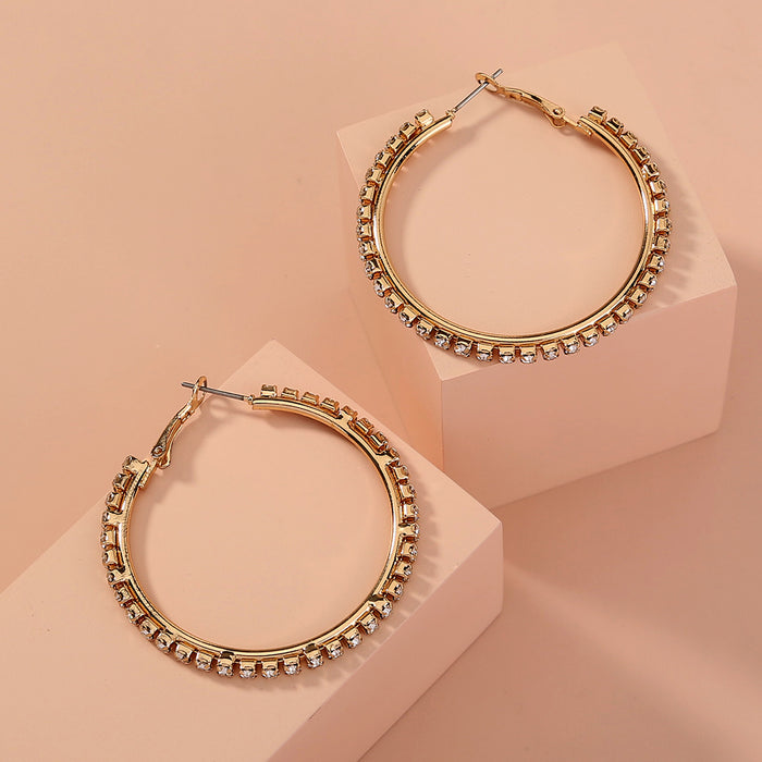 Funky rhinestone hoops earrings