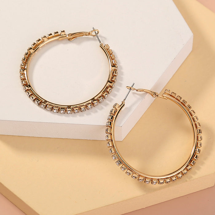 Funky rhinestone hoops earrings