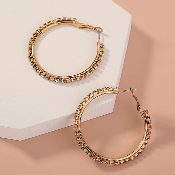 Funky rhinestone hoops earrings