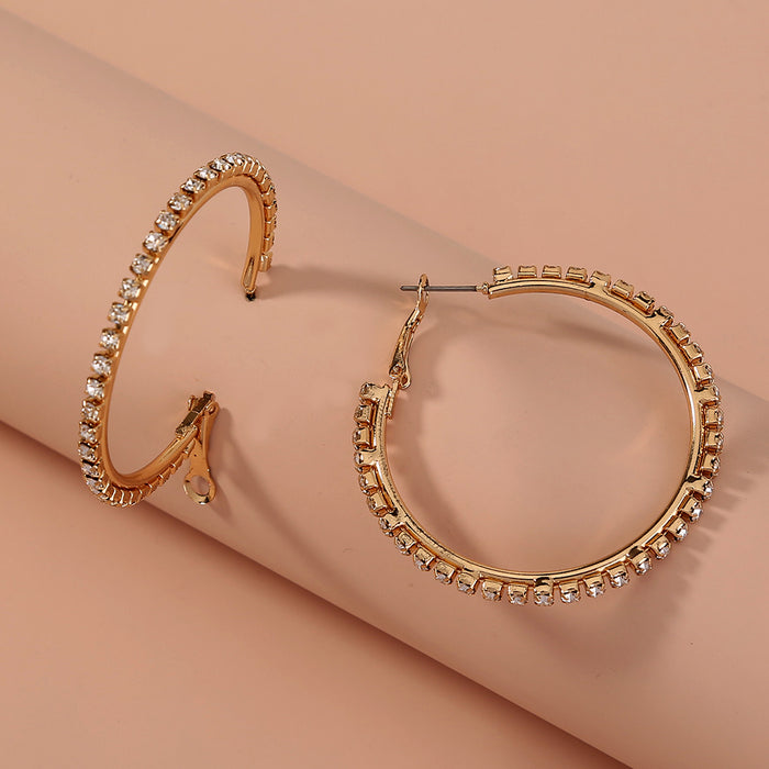 Funky rhinestone hoops earrings
