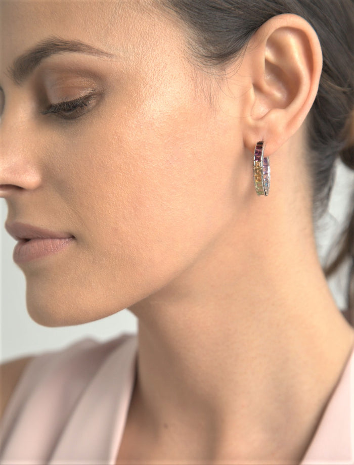 Gemstone Hoop Earrings- Final Sale