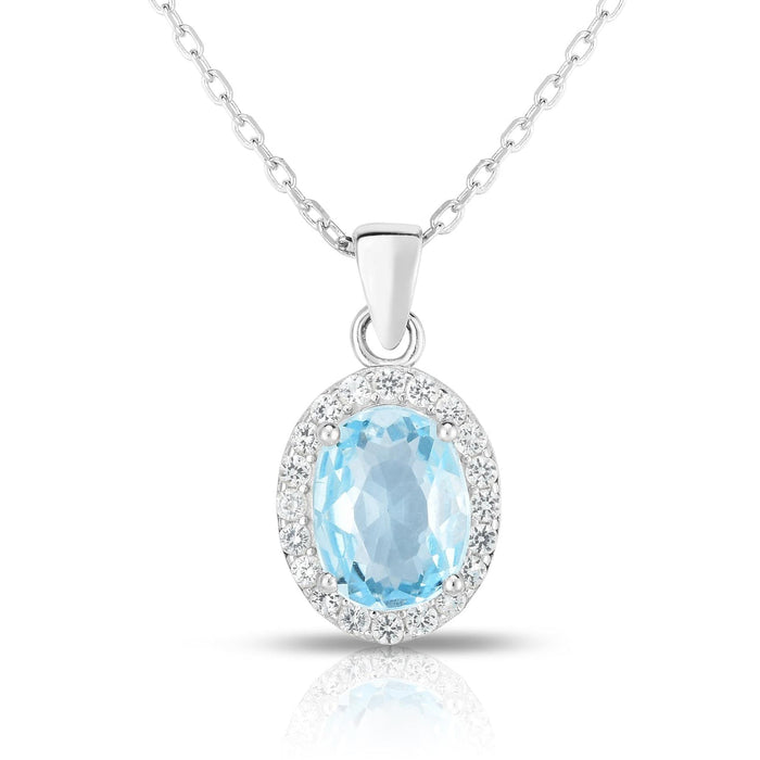 oval blue and white topaz necklace