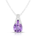photo of genuine amethyst pendant set in sterling silver with white topaz accents