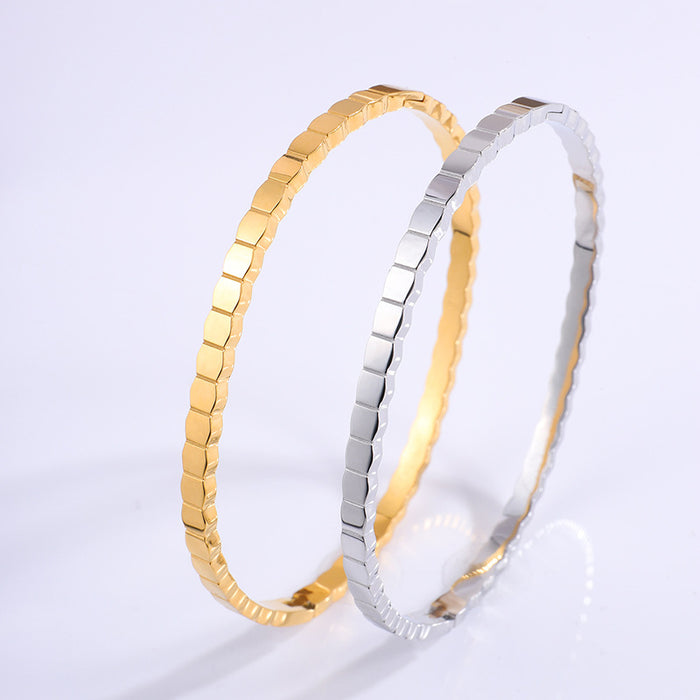 Geo-Facet Stainless Steel Bangle Set | Unisex Mixed-Tone Stackable Geometric Bangles