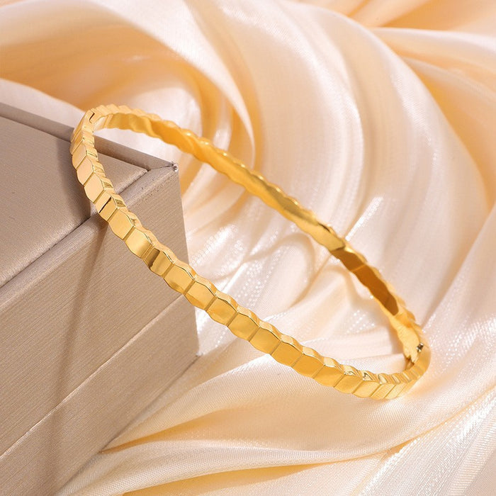 Geo-Facet Stainless Steel Bangle Set | Unisex Mixed-Tone Stackable Geometric Bangles