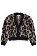 Leopard print cardigan on a white background