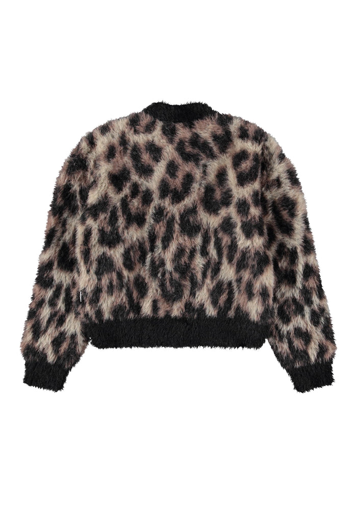 Leopard print cardigan on a white background