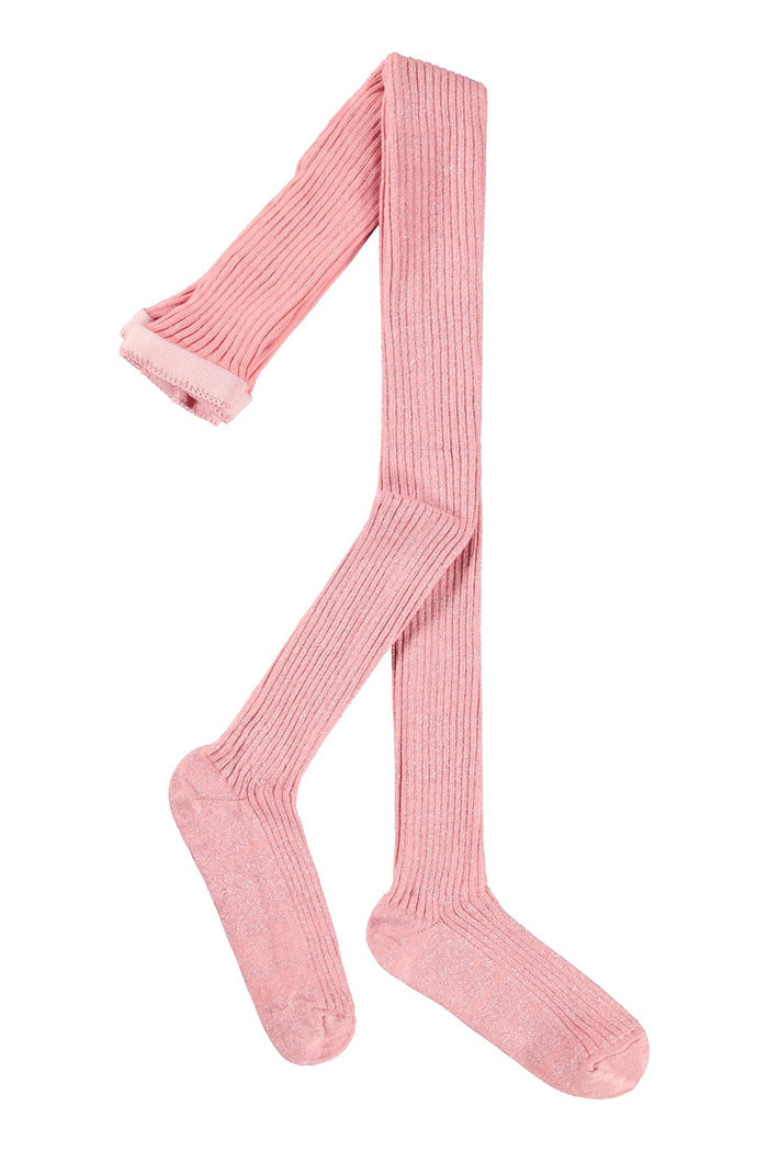 Glitter Rib Tights - Blush