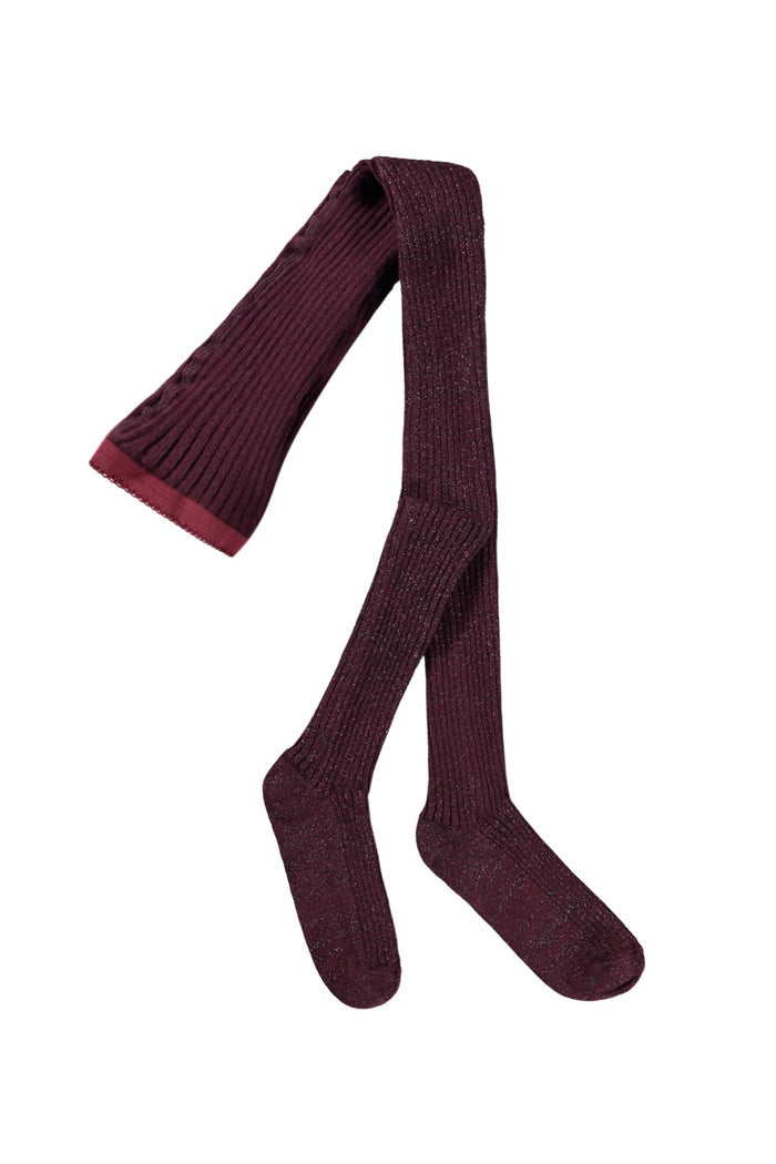 Pair of maroon tights on a white background