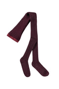 Pair of maroon tights on a white background