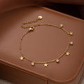 Gold Celestial Star & Zircon Anklet | Waterproof Titanium Steel Geometric Foot Chain