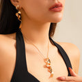 Gold Organic Twist Pendant Necklace & Earring Set | Abstract Wave Jewelry