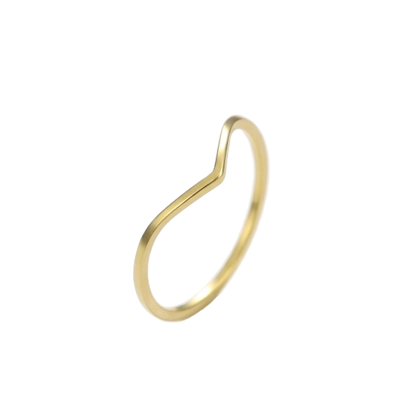 Gold V-Wave Minimalist Ring | Waterproof Stainless Steel Curved Stacking Band