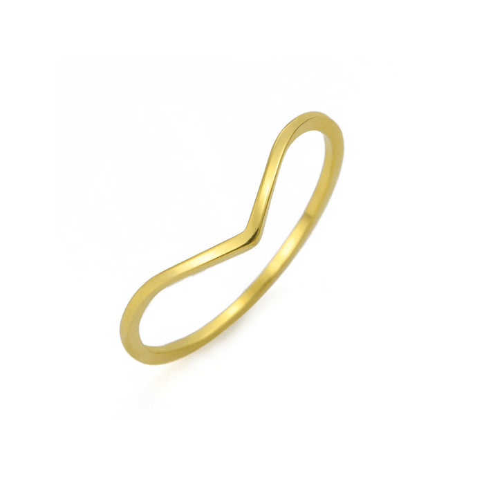 Gold V-Wave Minimalist Ring | Waterproof Stainless Steel Curved Stacking Band
