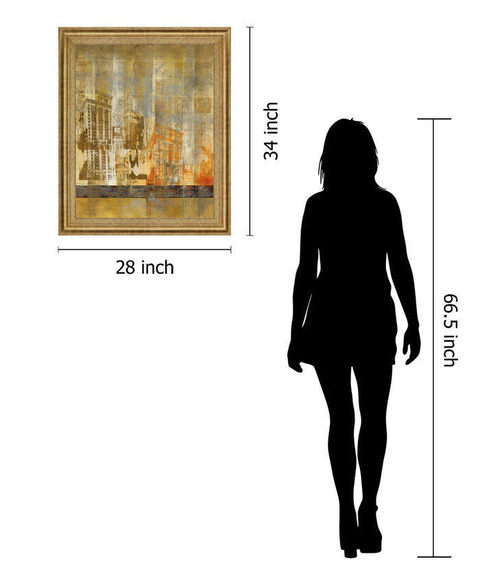 Golden Cityscape - 28" x 34" Framed Wall Art - Gold