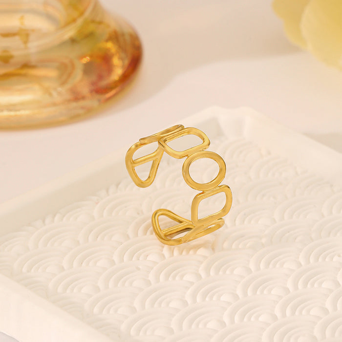 Golden Color Open Circle O-Shape Ring Jewelry
