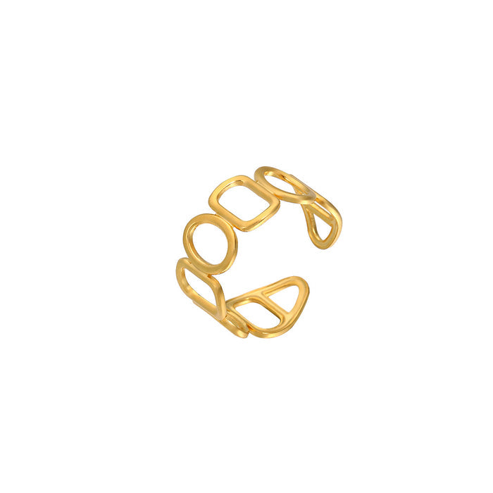 Golden Color Open Circle O-Shape Ring Jewelry