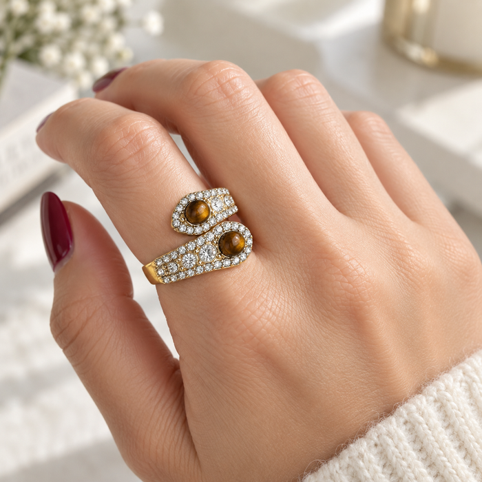 Golden Ember Crystal Ring
