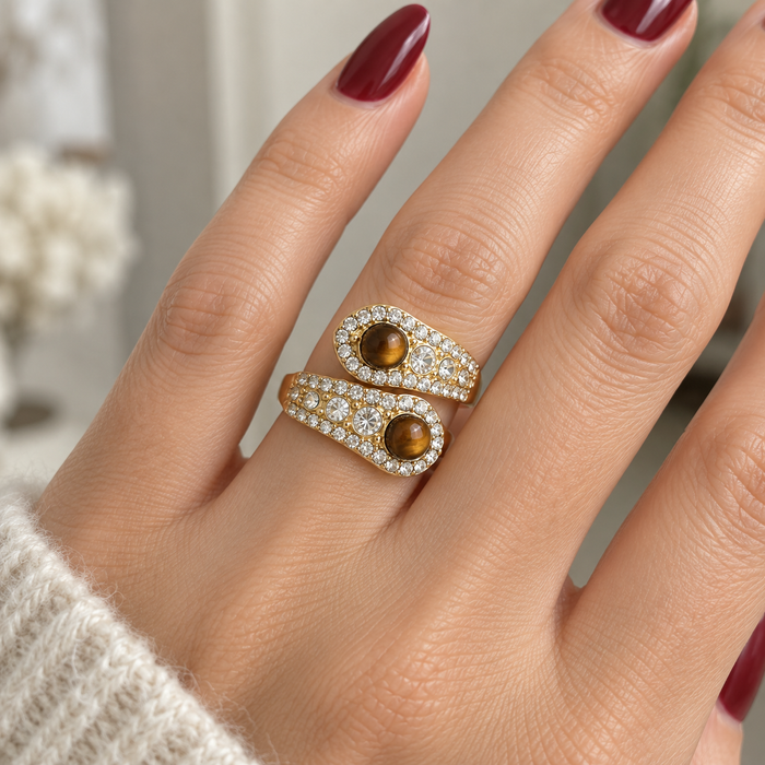 Golden Ember Crystal Ring