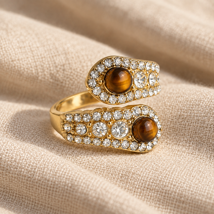 Golden Ember Crystal Ring