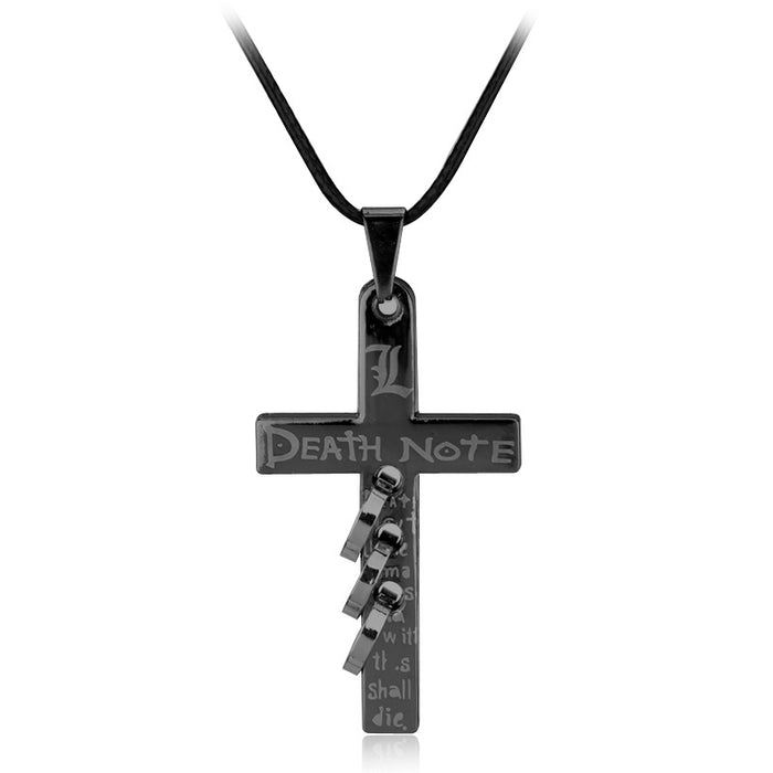 Gothic Anime Pendant Necklace Set | Death Note Inspired Cross & Notebook Jewelry