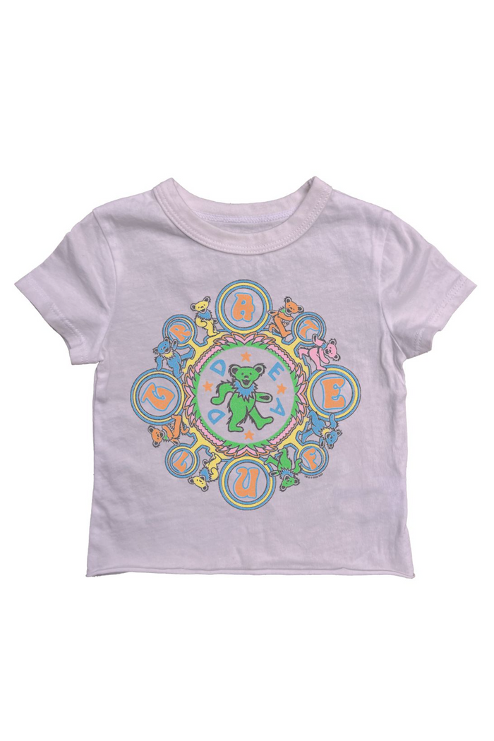Children's t-shirt with colorful graphic design on a white background
