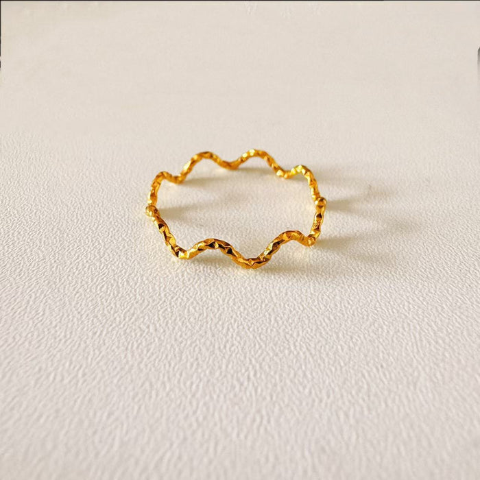 Hammered Wave Eternity Ring | Waterproof Titanium Steel Organic Stacking Band