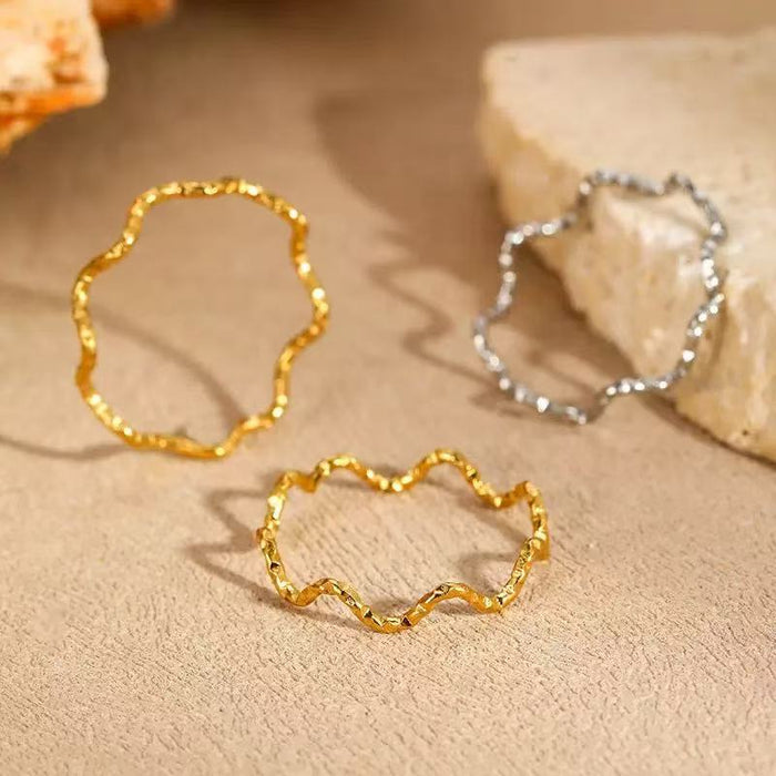Hammered Wave Eternity Ring | Waterproof Titanium Steel Organic Stacking Band