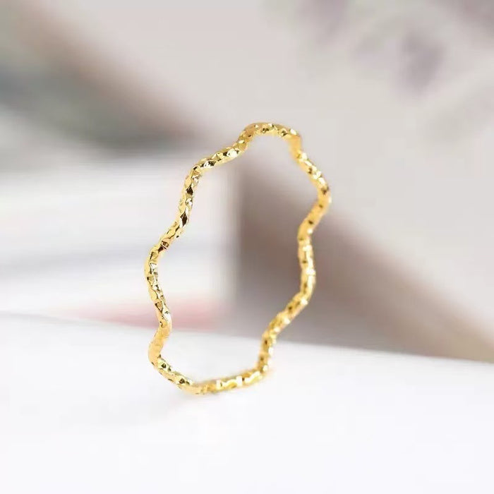 Hammered Wave Eternity Ring | Waterproof Titanium Steel Organic Stacking Band