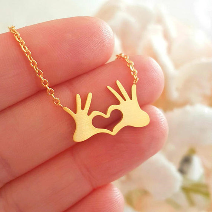 Hand Heart Gesture Pendant Necklace | Minimalist K-Pop Style