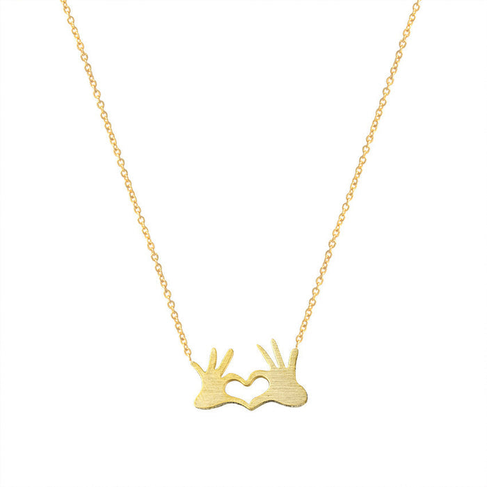 Hand Heart Gesture Pendant Necklace | Minimalist K-Pop Style