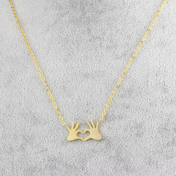 Hand Heart Gesture Pendant Necklace | Minimalist K-Pop Style