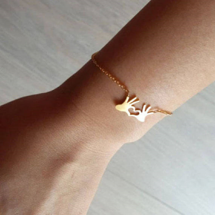 Heart Hands Gesture Bracelet | Gold & Silver Minimalist Gift