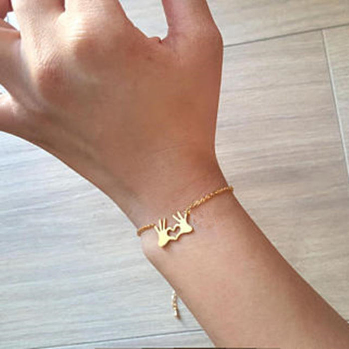 Heart Hands Gesture Bracelet | Gold & Silver Minimalist Gift