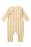 Striped baby romper on a white background