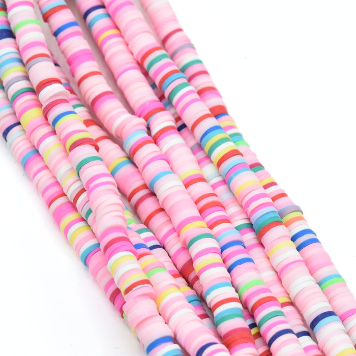 Heishi Polymer Clay Round Beads 6x1mm (3,100pcs/160Inch) - Mixed