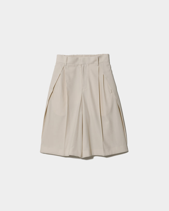 high twist gabardine three tuck shorts